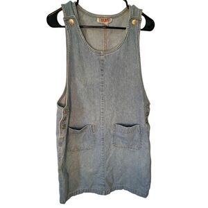 Vintage Fads Denim Button Closure Sleeveless Dress